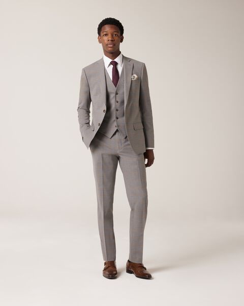 Slim Stretch Wool Blend Tailored Jacket, Grey Check, hi-res